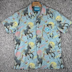 Montucky Cold Snack Button Up Shirt Men’s Small Horses Animal Print Beach Summer